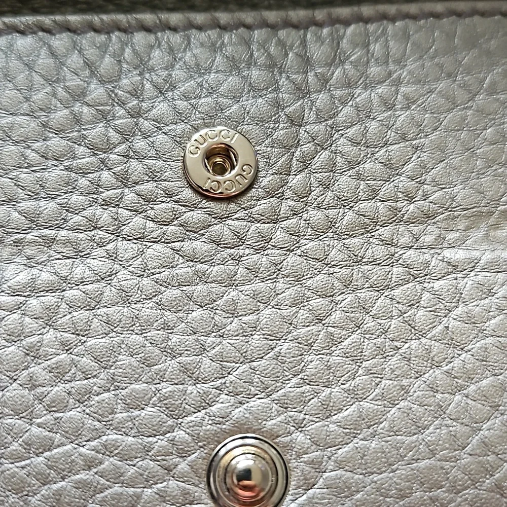 Gucci Soho tri-fold gold metallic compact wallet